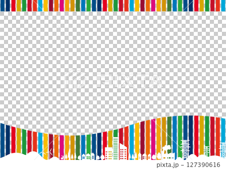 受永續發展目標啟發的相框、城市景觀、17 種顏色 受永續發展目標啟發的相框、城市景觀、17 種顏色 127390616