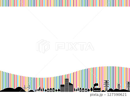 SDGsをイメージしたフレーム 街並み 17色 SDGsをイメージしたフレーム 街並み 17色 127390621