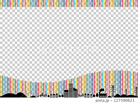 SDGsをイメージしたフレーム 街並み 17色 SDGsをイメージしたフレーム 街並み 17色 127390621