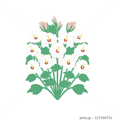 韓国の花のムクゲのベタ塗り風 127390732