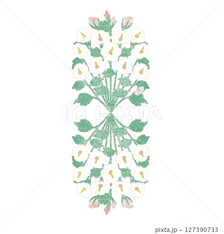 韓国の花のムクゲ水彩画風の文様 127390733