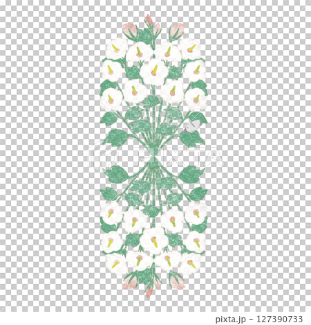 韓国の花のムクゲ水彩画風の文様 127390733