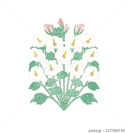 韓国の花のムクゲ水彩画風 127390734