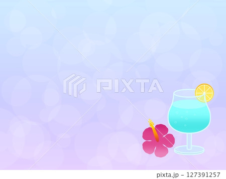 ハイビスカスとカクテルの背景　A 127391257