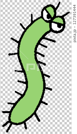 Hand-drawn illustration of an aggressive caterpillar/caterpillar 127391444