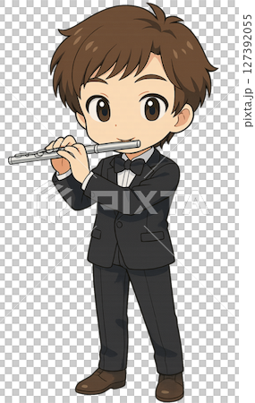 フルートを吹くタキシードの男の子2 127392055
