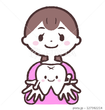 歯を見せる女性のイラスト 127392214