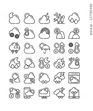 weather line icon element weather line icon element 127392489