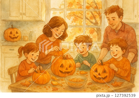 ハロウィーン ハロウィン カボチャちょうちん 127392539