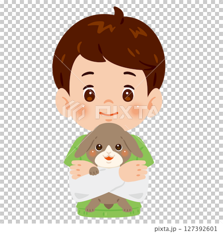 Boy holding a rabbit 1 Boy holding a rabbit 1 127392601