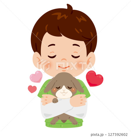 ウサギを抱く男の子2 127392602