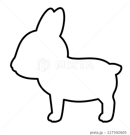 横向きのウサギの線画 127392605