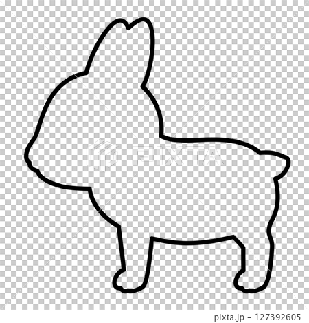 横向きのウサギの線画 127392605