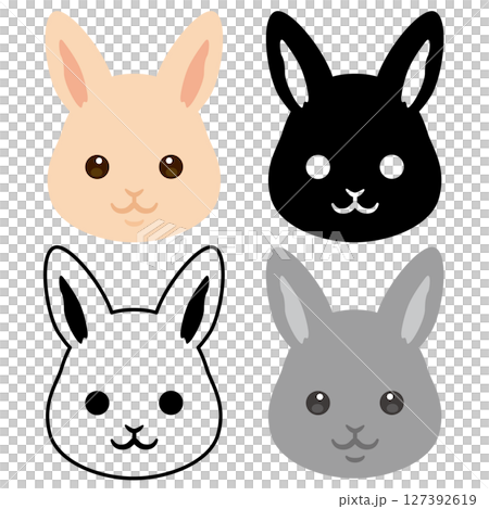 Rabbit face icon set 127392619