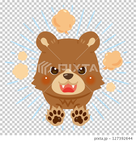 Frontal illustration of an attacking bear 127392644