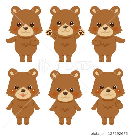 指さしをするクマのキャラクターイラストセット 127392676