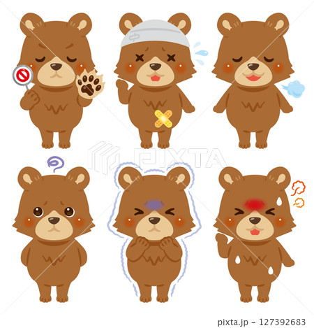 様々な状態のクマのキャラクターイラストセット 127392683