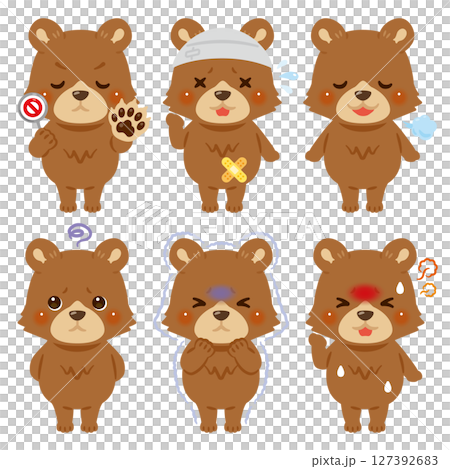 様々な状態のクマのキャラクターイラストセット 127392683