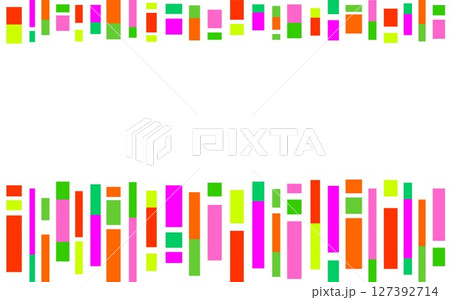 幾何学模様　フレーム　白背景　四角形　オレンジ色　ピンク　グリーン 127392714