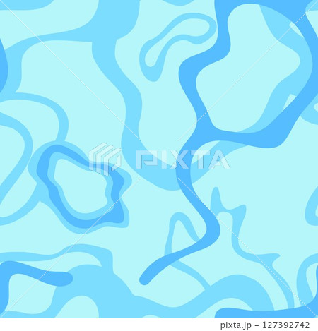 晴れの日の水面のベクターイラスト 夏の背景素材 青と水色の爽やかなシームレスパターン 晴れの日の水面のベクターイラスト 夏の背景素材 青と水色の爽やかなシームレスパターン 127392742