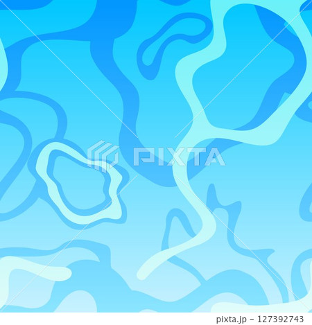 晴れの日の水面のベクターイラスト 夏の背景素材 青と水色の爽やかなシームレスパターン 127392743