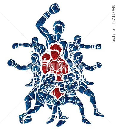 Group of Boxer Ultimate Fighter Mix Action Boxing Sport Muay Thai Cartoon Outline Graphic Vector Group of Boxer Ultimate Fighter Mix Action Boxing Sport Muay Thai Cartoon Outline Graphic Vector 127392949