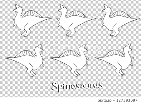 スピノサウルスのイラスト（色なし） 127393097