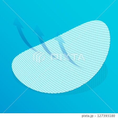 Breathable layers of fabric with cells for air circulation for clothing and hygiene products. Porous sponge for moisturizing skin and removing makeup. Realistic vector 127393180