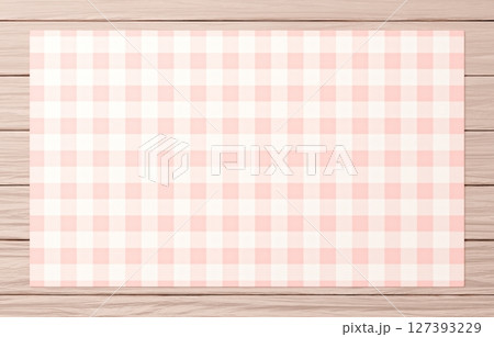 背景素材_木のテーブルと布_ピンク 127393229
