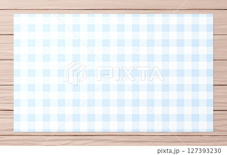 背景素材_木のテーブルと布_水色 127393230