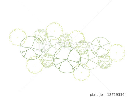 architecture drawing plant tree top view plan greenery vegetation vector. design nature architectural landscape set element illustration bush garden flora sapling minimal. architect isolated. 127393564