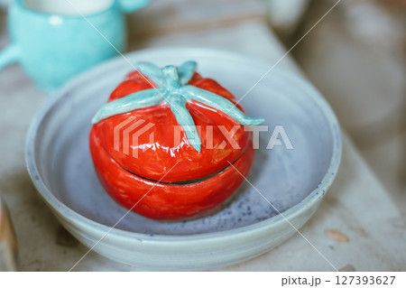 Ceramic products on blur background 127393627