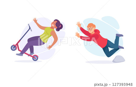 Enjoying the fun and dynamic moments of scootering along with exciting outdoor play activities 127393948