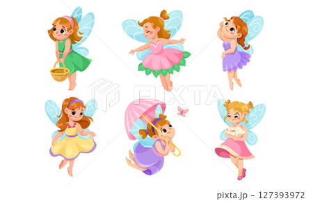 Enchanting and Charming Fairy Characters in Playful and Whimsical Poses for All Ages 127393972