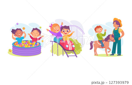 Children Are Having a Wonderful Time Enjoying Fun Activities at an Exciting Summer Fair Children Are Having a Wonderful Time Enjoying Fun Activities at an Exciting Summer Fair 127393979
