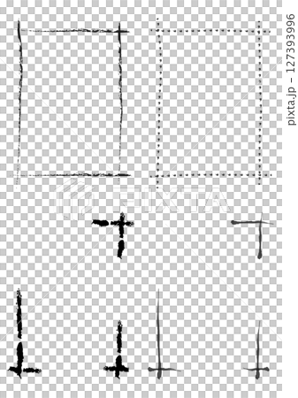 單色手繪格子方形框架集 127393996