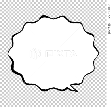 Hand-drawn jagged speech bubble and emotion expression frame for surprise or confusion 127394063