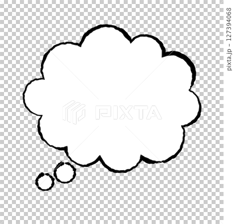 手書き風の思考吹き出し・考えごとや独り言を表現するフレームイラスト 127394068