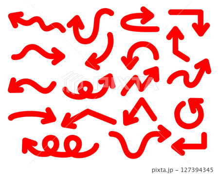 赤色の太い線の矢印アイコンセット 赤色の太い線の矢印アイコンセット 127394345