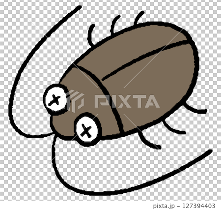 Hand-drawn illustration of a killed cockroach 127394403