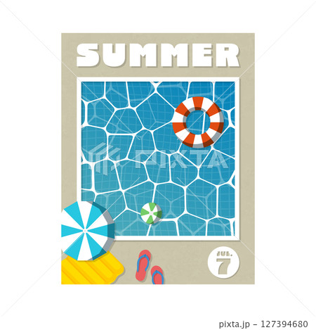 シンプルでスタイリッシュな夏休みのポストカード 海辺のバカンス 昼間 127394680