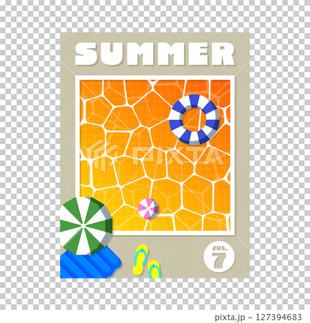 Simple and stylish summer vacation postcard, seaside vacation, evening scenery Simple and stylish summer vacation postcard, seaside vacation, evening scenery 127394683
