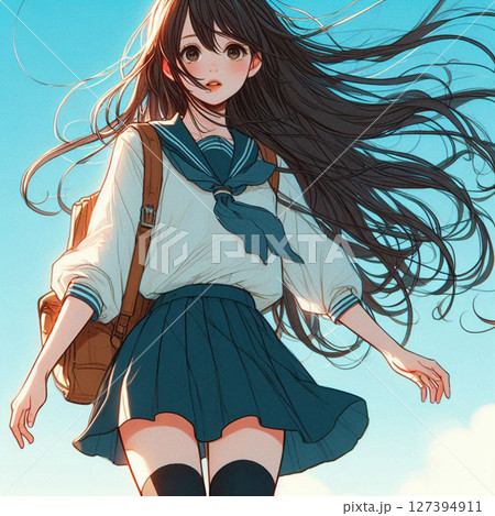 日本人女子学生の真面目真顔が可愛い綺麗!エモい10代の高校生か中学生の制服AIイラストのアオハル青春 日本人女子学生の真面目真顔が可愛い綺麗!エモい10代の高校生か中学生の制服AIイラストのアオハル青春 127394911