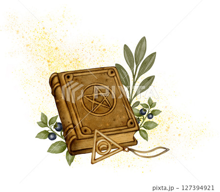 Magic book with pentagram symbol Magic book with pentagram symbol 127394921