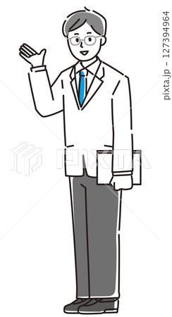 案内する男性医師の全身イラスト 案内する男性医師の全身イラスト 127394964