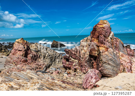 Trail along the coast and beaches from Jericoacoara to Pedra Furada in Ceara State, Brazil. Trail along the coast and beaches from Jericoacoara to Pedra Furada in Ceara State, Brazil. 127395287
