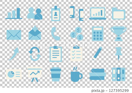Office related flat icon material blue Office related flat icon material blue 127395299
