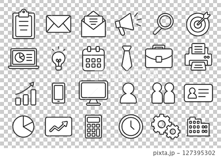 Business icon set line monochrome 127395302