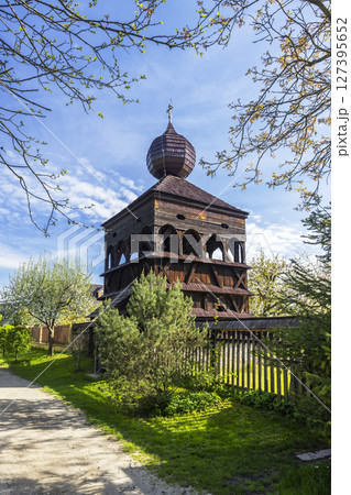 Historic wooden church of Hronsek in Slovakia, a unesco world heritage site 127395652