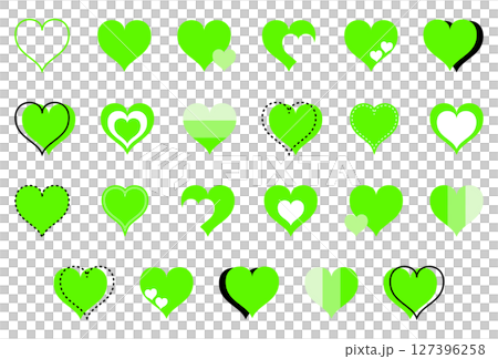 Simple heart mark set yellow-green Simple heart mark set yellow-green 127396258